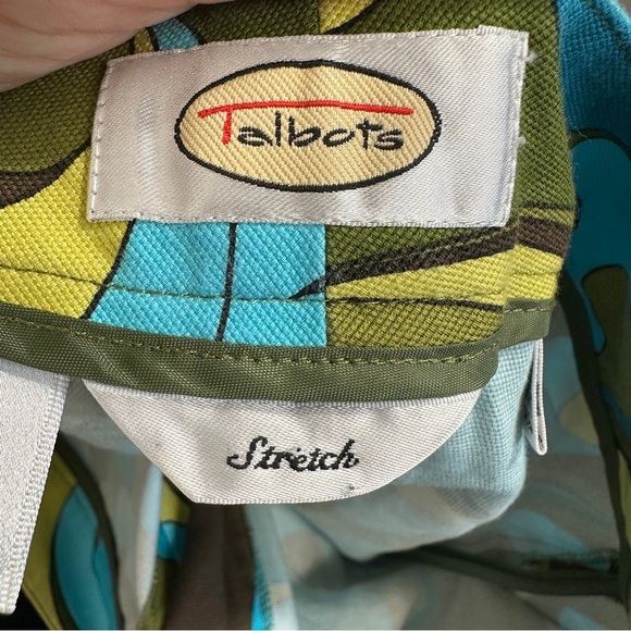 Talbots size 14 capris, bold swirl print, cotton blend, stretch, 60s vibe - Picture 8 of 10